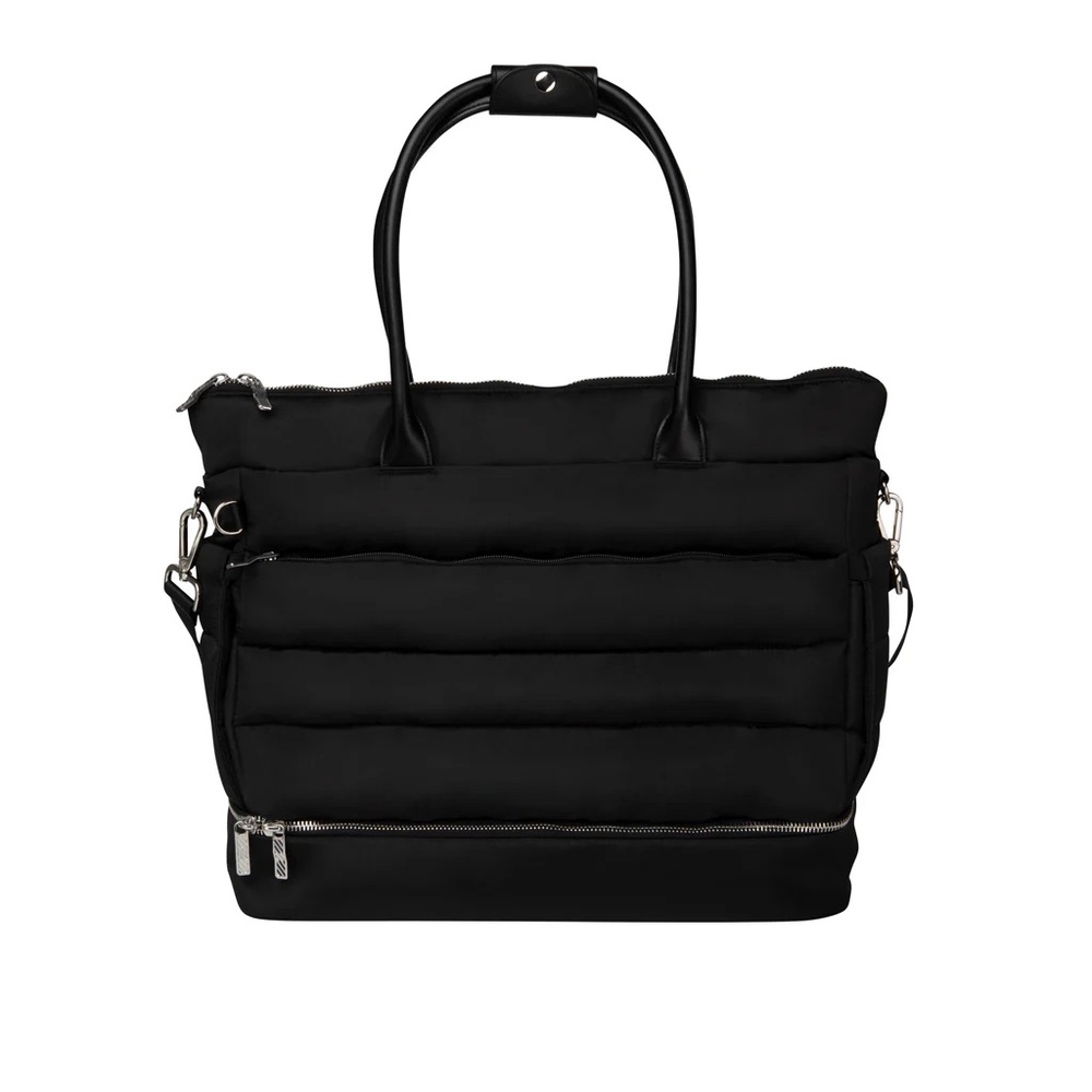 Black Chic Travel Tote Bag with Structured Shape Durable Material